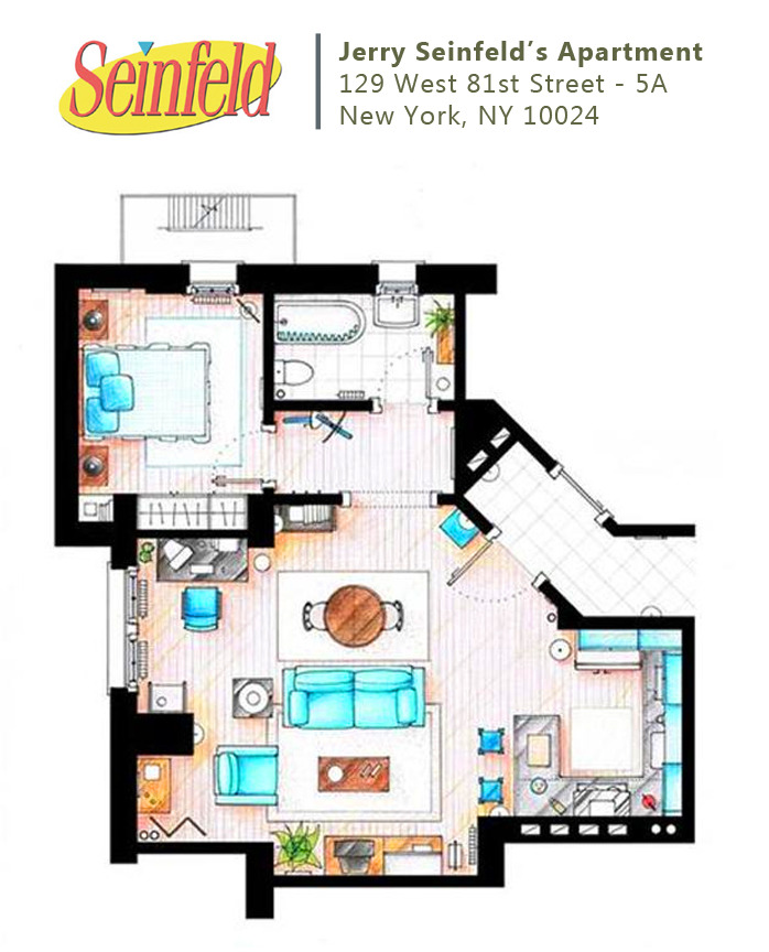 FICTIONAL FLOORPLAN OF THE WEEK: JERRY’S APARTMENT FROM SEINFELD
We know better than anyone that New Yorkers LOVE floorplans. We treat them like a work of art. For all the floorplan lovers out there, now available on the website Etsy are dozens of...