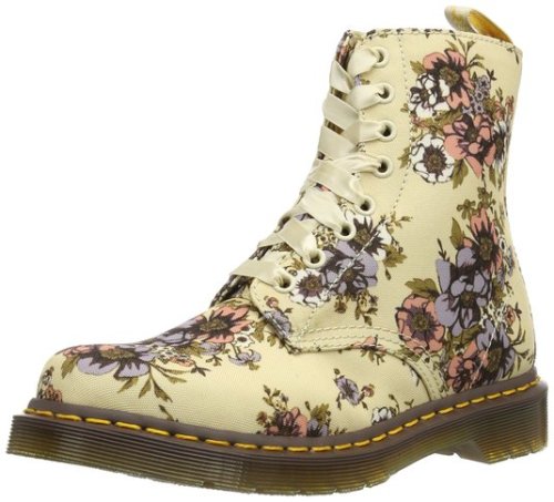 wickedclothes:Dr. Martens Floral BootsThis lace-up ankle boot is crafted from high-quality leather that’s printed with a