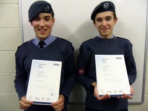 BTEC Success!
We found this story on the Air Cadets North website.
Two cadets from 1151 (Wallsend) Squadron Air Training Corps have gained their BTEC Level 2 in Public Services with distinction from the CVQO.
Sgt Adam Mcann (left), a construction...