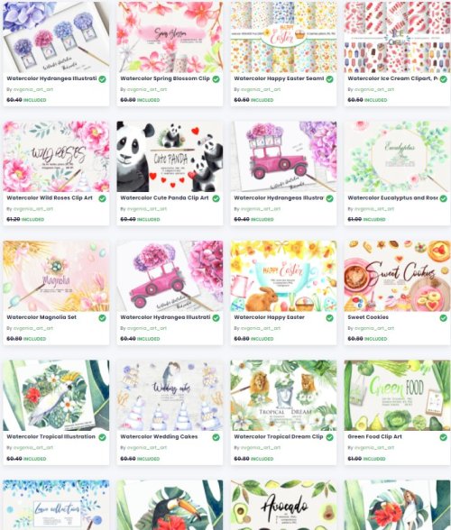 20 Watercolor Sets Bundle by Evgenia Art★ DOWNLOAD this FREE BUNDLE    28 DAYS OF LOV