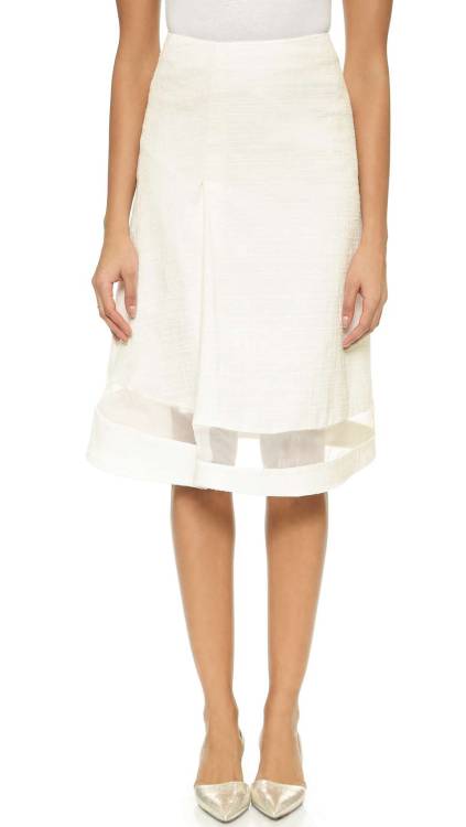 Novelty Midi Skirt with Sheer Insert
