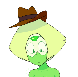 I think it could be argued that there are tons of pictures of peridot dressed as Agent P, but the artist just forgot to draw the hat.