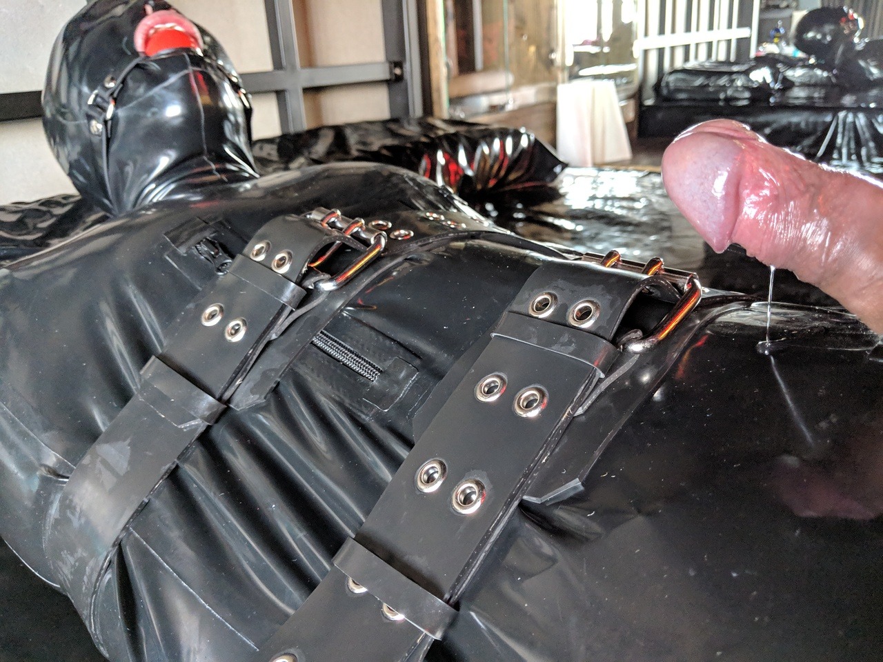 rubberforfun: No way out ✋ #rubber #latex #fetish #bdsm #bondage #playroom #redroom