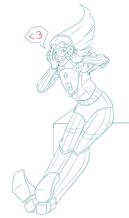 A sketch I did for the very talented @corndog-patrol of their robot au Hizashi. I’m trying to challe