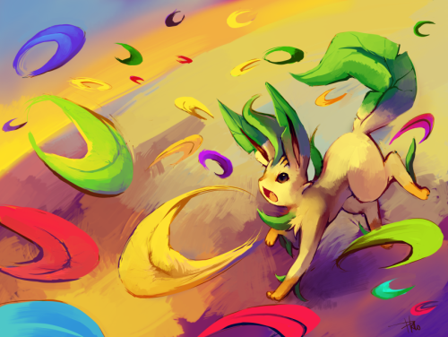alternative-pokemon-art:ArtistLeafeon in an action pose by request.