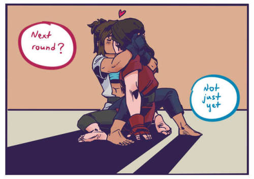 artsypencil:    Asami and Korra Sparring     Asami doesn’t get as much cred as a martial artist as she deserves. So her showing off her skills to her beloved Korra in a comic made me quite giddy :)     As much as i love making these comics, doing it