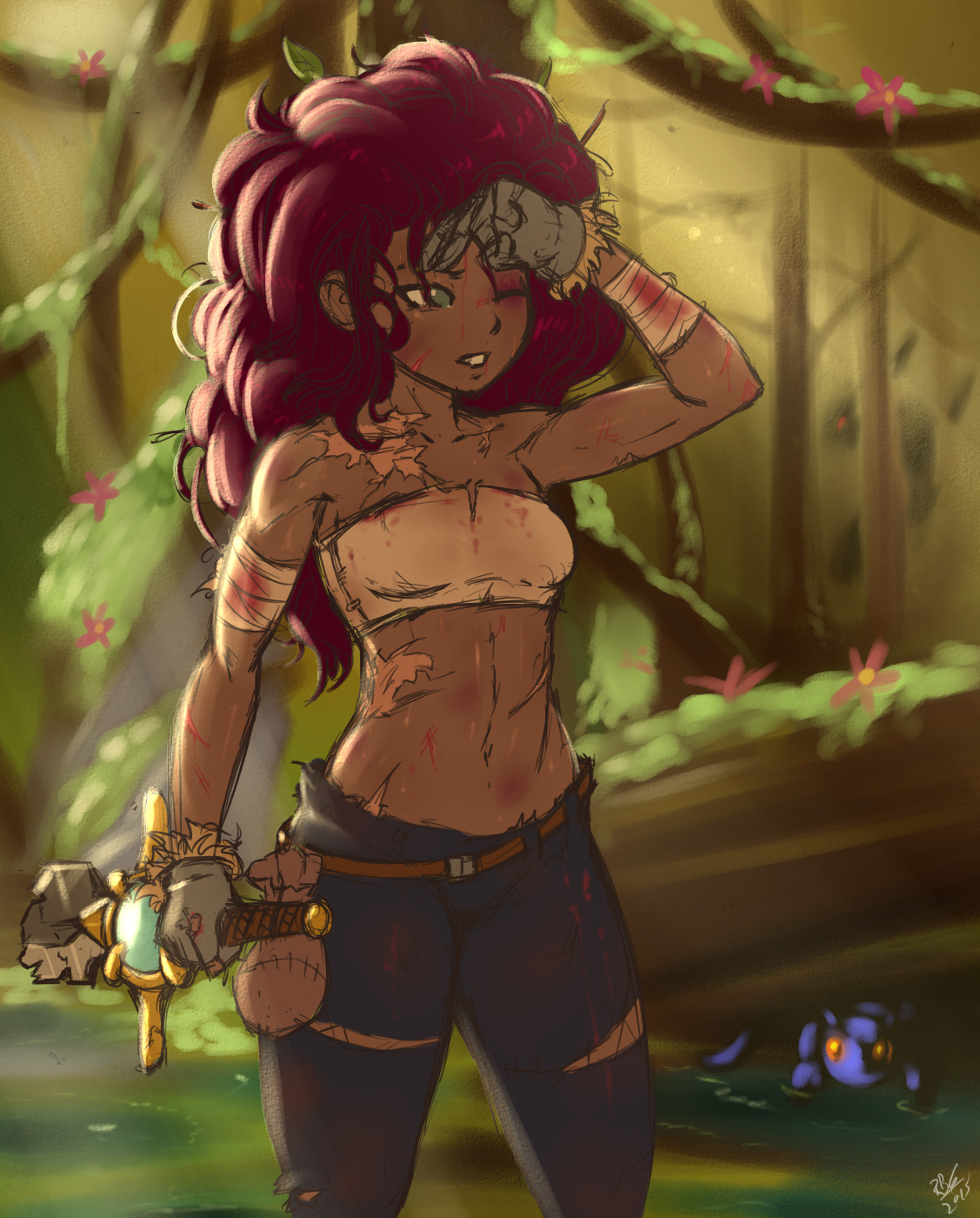 A very banged up Cassidy scouting out the area around her and Erisa’s camp. They