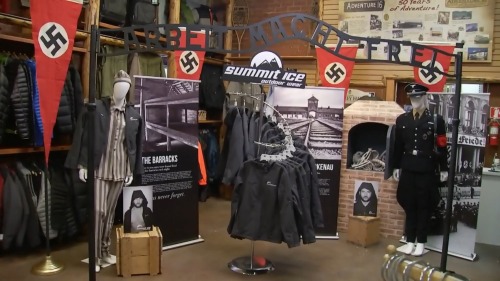 New ‘Nathan For You’ business idea. Mixing Holocaust awareness with winter jackets and windbreakers.