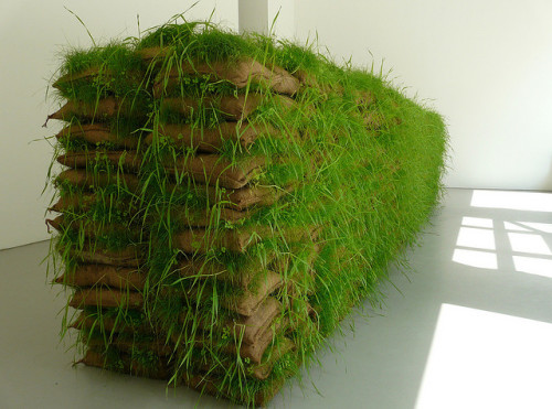 Mona Hatoum: Hanging Garden [This piece consists] of 770 jute sacks, stacked to head level. All toge