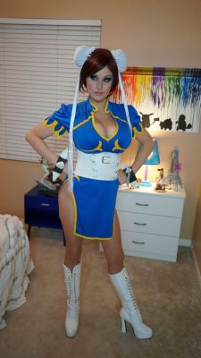 nerdybeauties:  Angie Griffin cosplaying as Chun-Li from Street FightersMore pics of Angie Griffin here