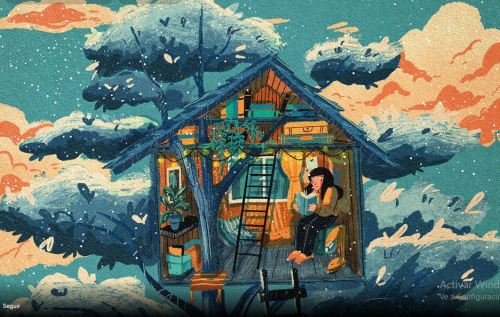 bibliolectors:Tarde lectora en el árbol (ilustración de Andreea Dumuta)