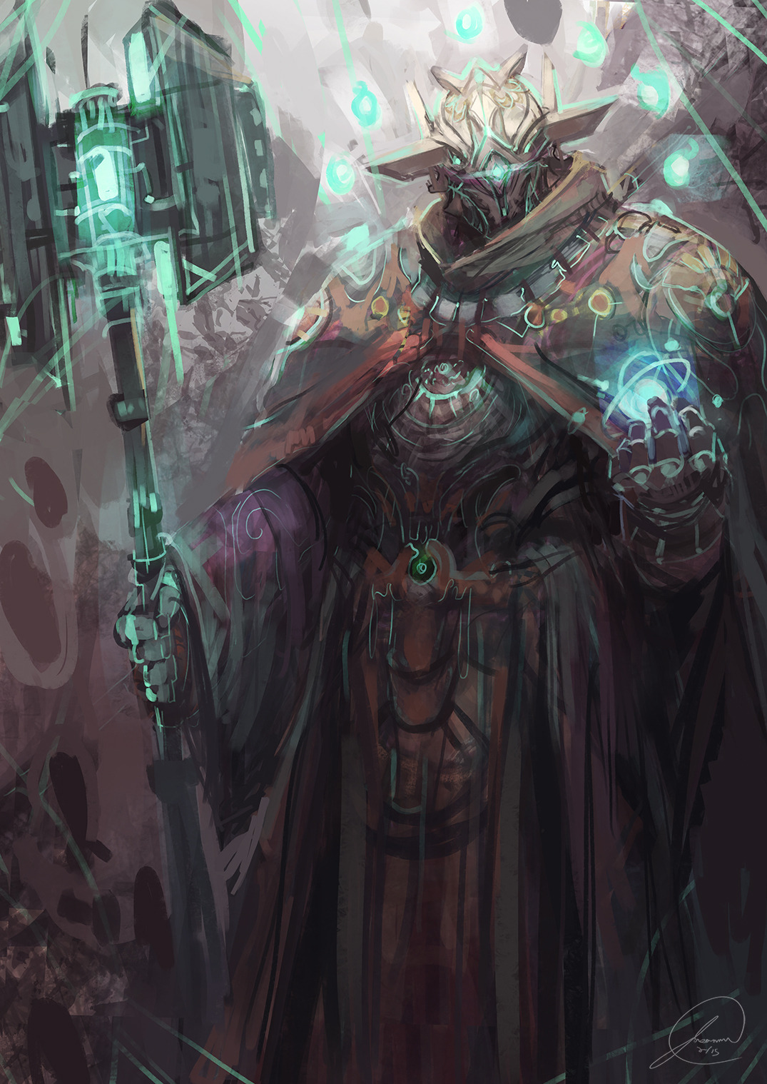 gameconceptart:  jasonarts:  Hi everyone, here is a little hammer space knight painting.