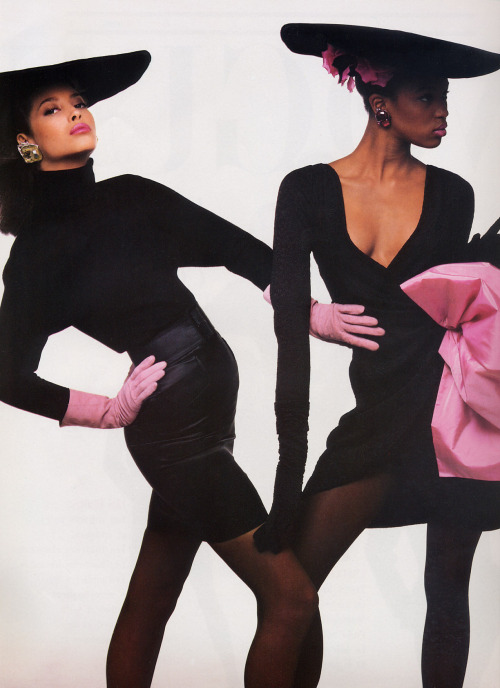 Christy Turlington and Naomi Campbell in Vogue Paris August 1987Photographed by Bill King
