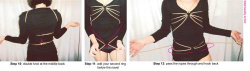 fetishweekly:Shibari Tutorial: Spider String Bodysuit(The rings are just shower curtain rings you ca