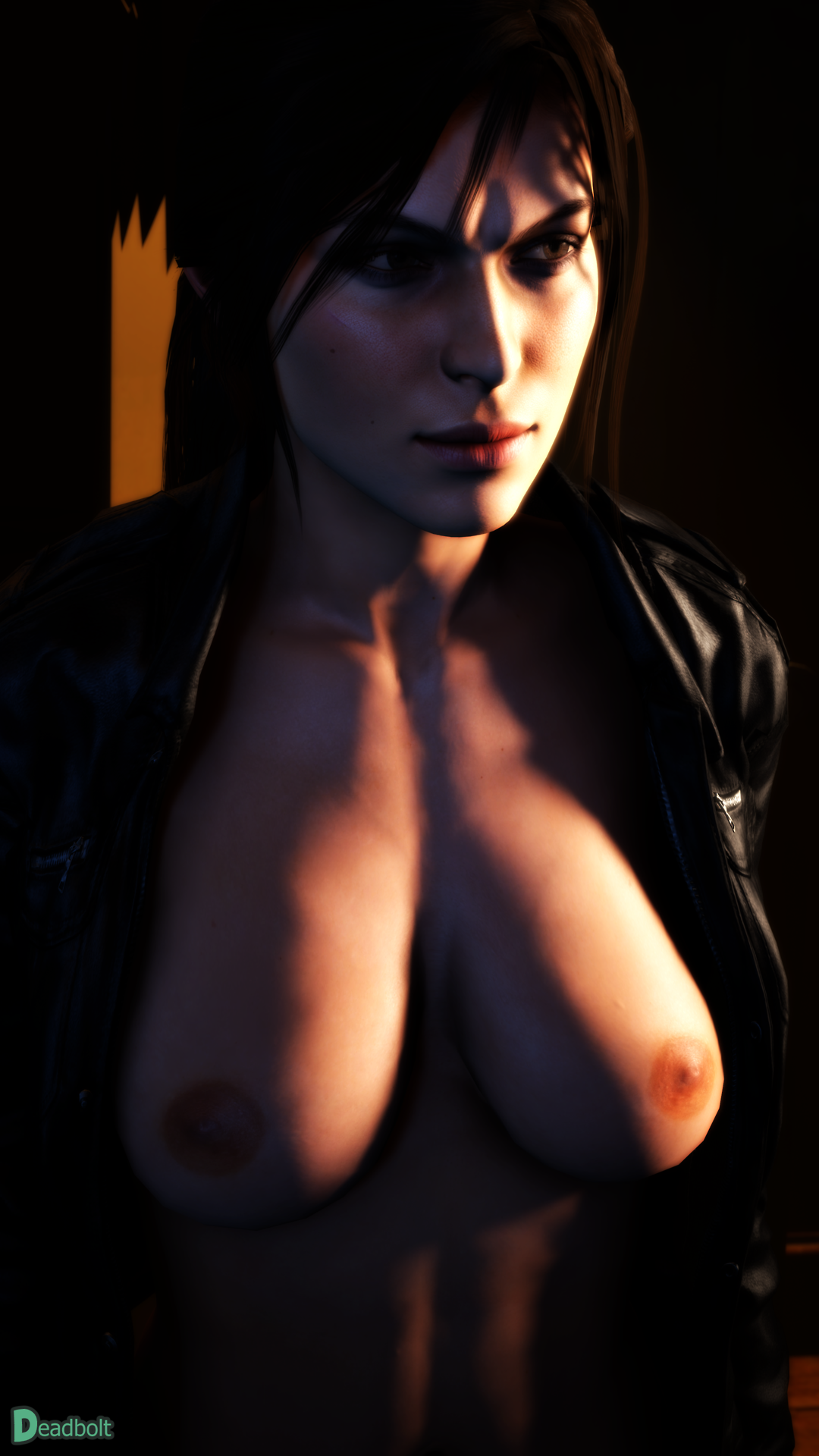 Lara Croft Jacket OnlyNote: This is in reference to a scene by Sasha2000dog who some