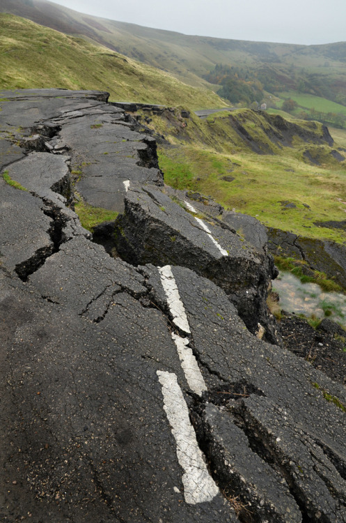 abandonedandurbex:Mam tour road, peak district UK abandoned after landslip in the 70s