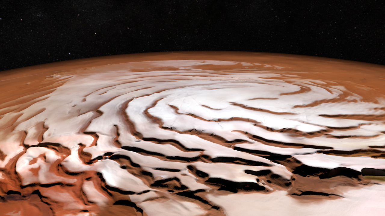 astronomyblog:    The Spiral North Pole of Mars      A  mosaic from ESA’s Mars