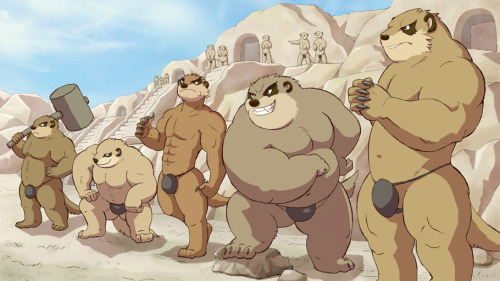 ajaxafterdark:  grizzlybites:  secretbuttts:  by ガドラン  good enough  Bara meerkats~