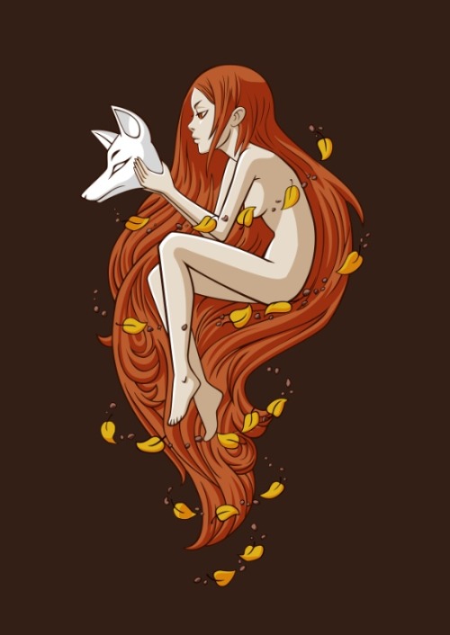 witchyexperiments: bestof-society6: ART PRINTS BY FREEMINDS Celestial Camping 2 Magic Tree Kitsune M