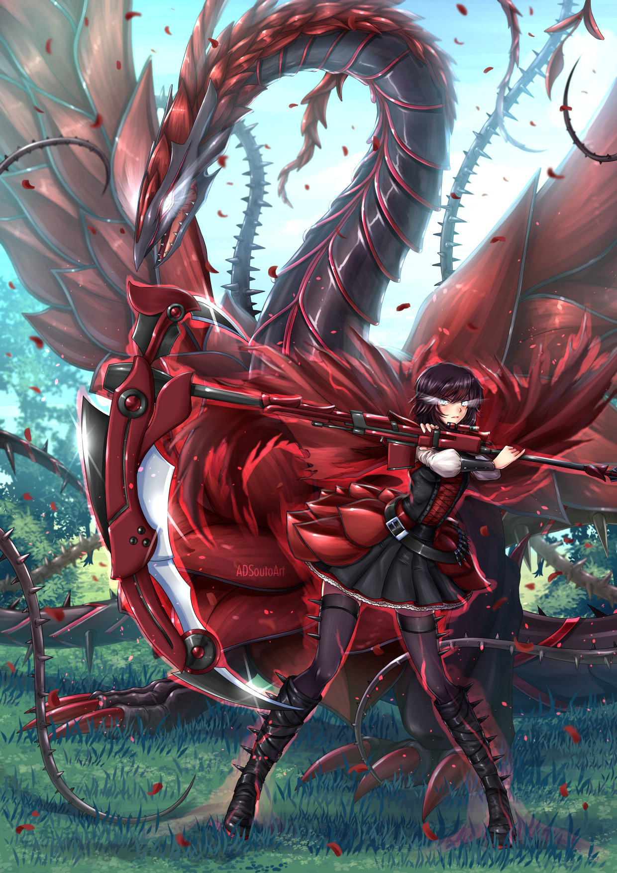 Adsoutoart Rwby Yugioh Ruby S Black Rose Dragon Fanart