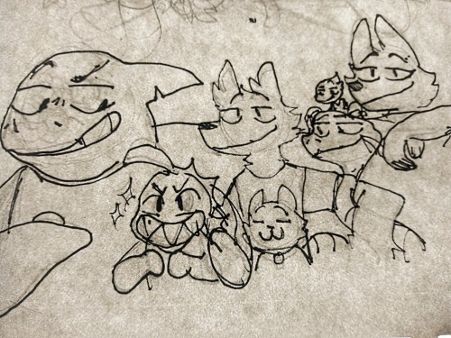 The Whole Group Having A Movie Night (you Can Include Diane And The Kitty If You Want)