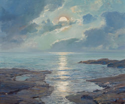 themainloop:FREDERICK JUDD WAUGH (American, 1861-1940). The Risen Moon, 1926. Oil on canvas. 25 x 30