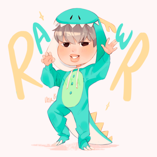 &lsquo;Rawr ~&rsquo; ⭐️.Chibi Jimin commission for the lovely @/chuchotais (instagram)