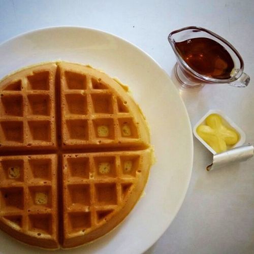 Yummylicious… PC : @around.and.about #waffles #syrup #butter #brunch #delicious (at Sandwic