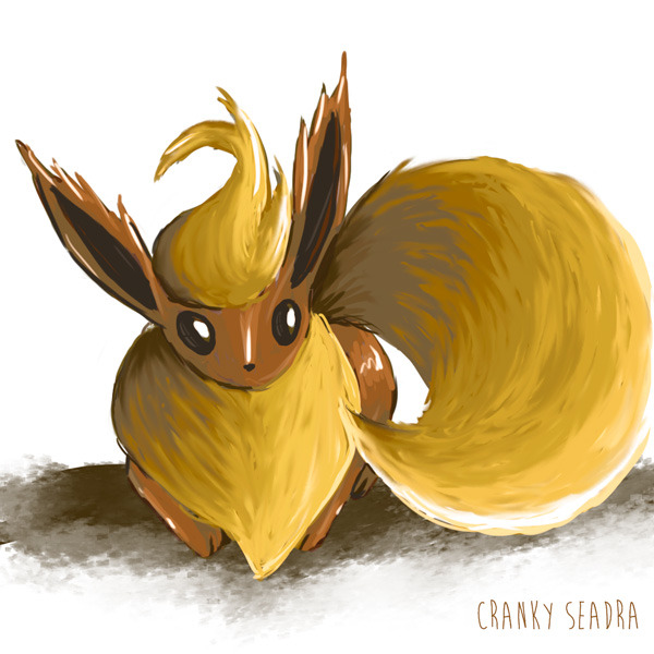 crankyseadra:  PokeXmas Day 4: A fluffy pokemon.  Flareon is an adorable fluffy