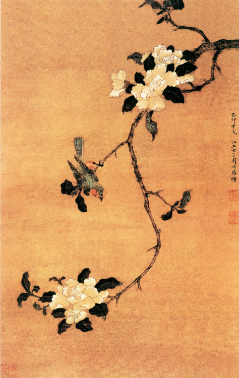 Camellia and a Lonely Bird, Zhou Shuxi, 17th century