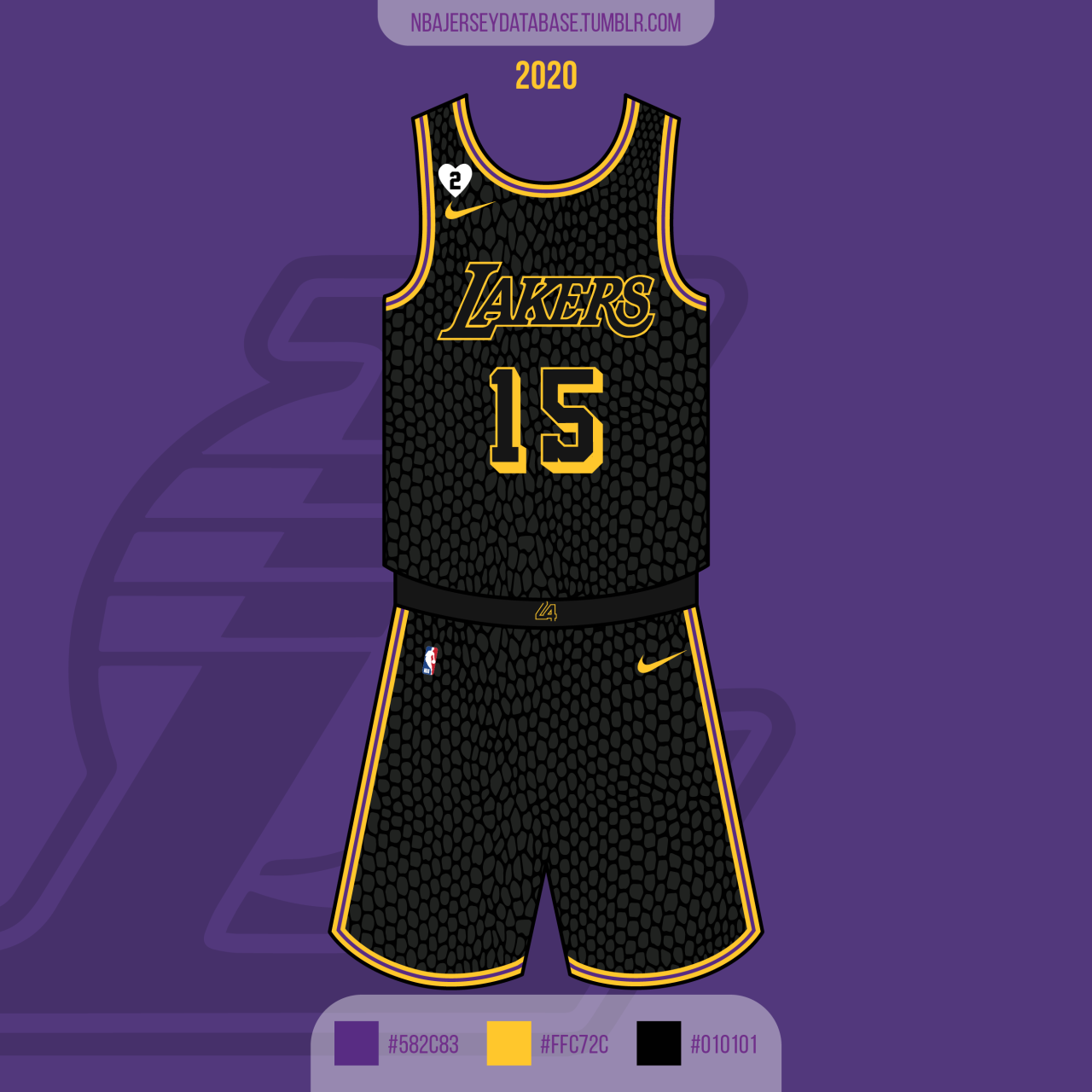 NBA Jersey Database, Los Angeles Lakers Black Mamba Jersey 2020