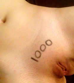 subservient-stray:  This morning I hit 1000 followers! And since I have sadist friends who know I don’t like how my cunt looks, this photo happened.