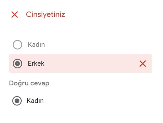 X Cinsiyetiniz O Kadın...