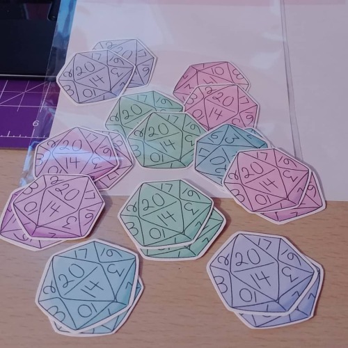 I started making stickers for my etsy shop! I love how these cute little d20 dice stickers turned ou