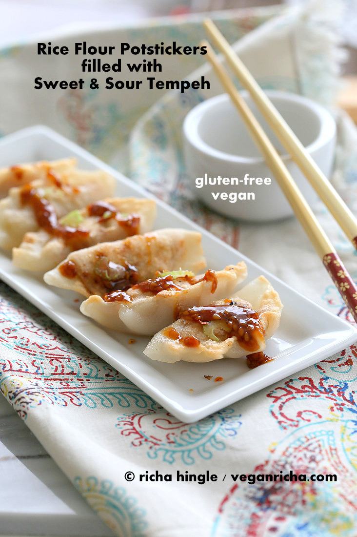 veganfoody:  Gluten-free Potstickers filled with Sweet and Sour Tempeh