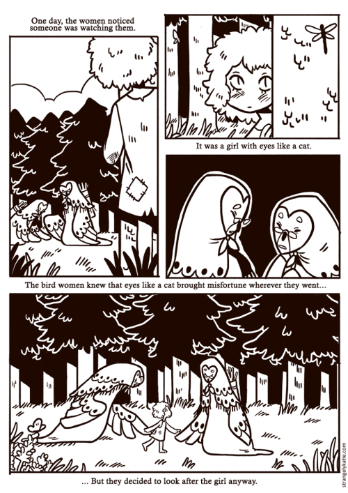 strangelykatie:  The Girl With Eyes Like A Cat Continue reading here » You can also read the pages in high res from here if you’re having trouble with the text. I wanted to try writing a fairy tale! I’m not sure what the moral is or if there is