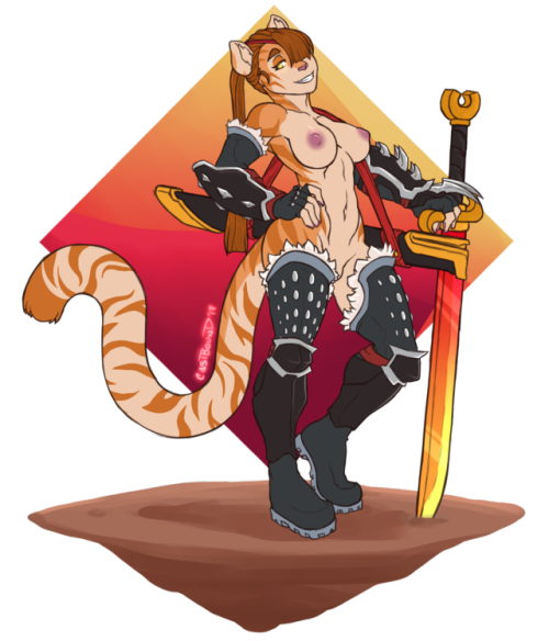 castarts: Stream done, and here’s the bikini babe! She’s a golden tiger merc with a cocky attitude. She still needs a name though. Hmm… For now, enjoy! 