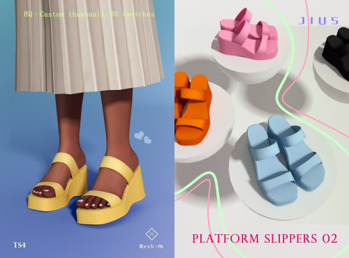  [Jius] Platform Slippers 02 30 swatches7k+ PolygonsHQ✔️ Custom thumbnail✔️ All lods✔️Patreon ( Earl