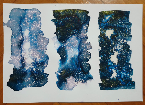 Experiments (or should I say inksperiments?) with fountain pen ink and bleach. I wanted to send some