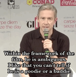 sherlocked-avatar:  Martin on his character in Marvel’s Civil WarThis is VERY paraphrased