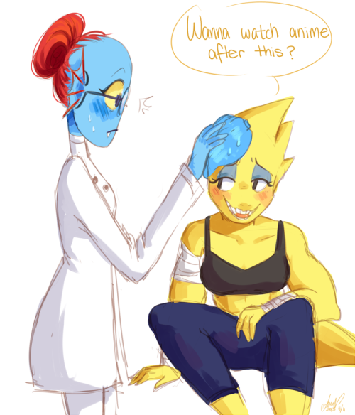 XXX laceymod:  What if Undyne and Alphys switched photo