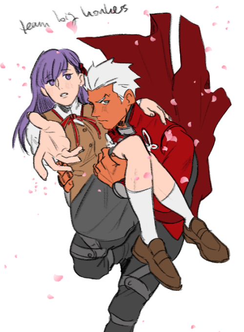 leftnipsdoodles: you never see a lot of fanworks of archer hanging around sakura (or saber). it’s wh