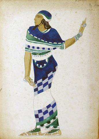 1910 Costume designs by Leon Bakst for the ballet “Cleopatra” ;Jewish dancer, Musician a