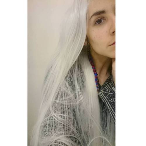 All of this is fake Plastic diamonds #white #witch #wig #longhair #whitehair #paganpoetry #nomakeup