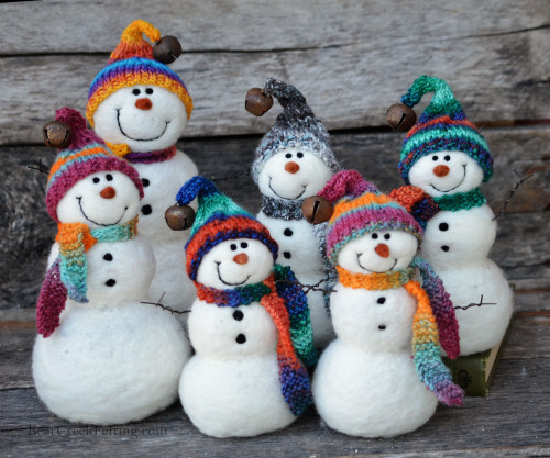 Bear Creek Snowmen needle felted by Teresa Perleberg