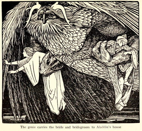 John D. Batten (1860-1932), ‘The Genie carries..’,  from “Fairy Tales from the Ara