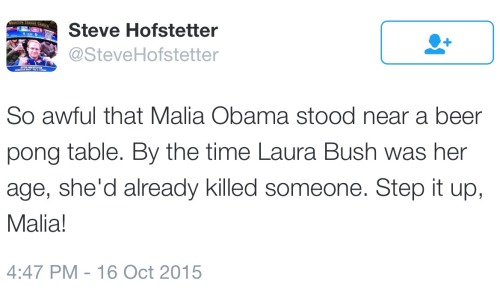odinsblog:  Hypocritical Republicans are sO desperate to dig up dirt on the Obamas, but the best they could come up with was a leaked  snapchat from a right wing tabloid of Malia standing next to a beer pong table while visiting a college   God forbid