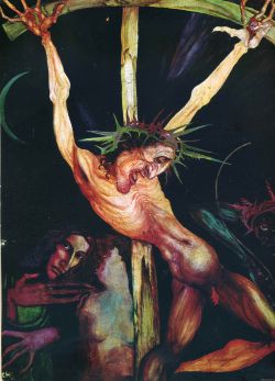 antsintheafterbirth:scribe4haxan:  Crucifixion Self-Portrait with Inge Beside the Cross ~ by Ernst Fuchs…  