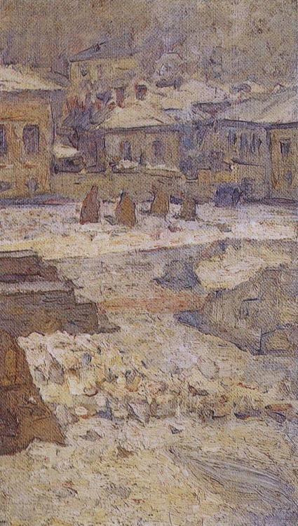 Square in front of the Museum of Fine Arts in Moscow, 1913, Vasily SurikovMedium: oil,canvas