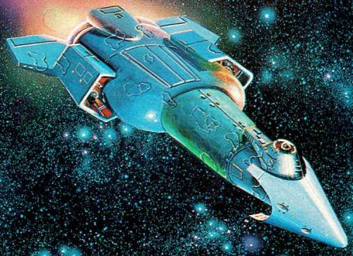 70sscifiart:Detail from a 1978 Rick Sternbach spaceship It’s this one.